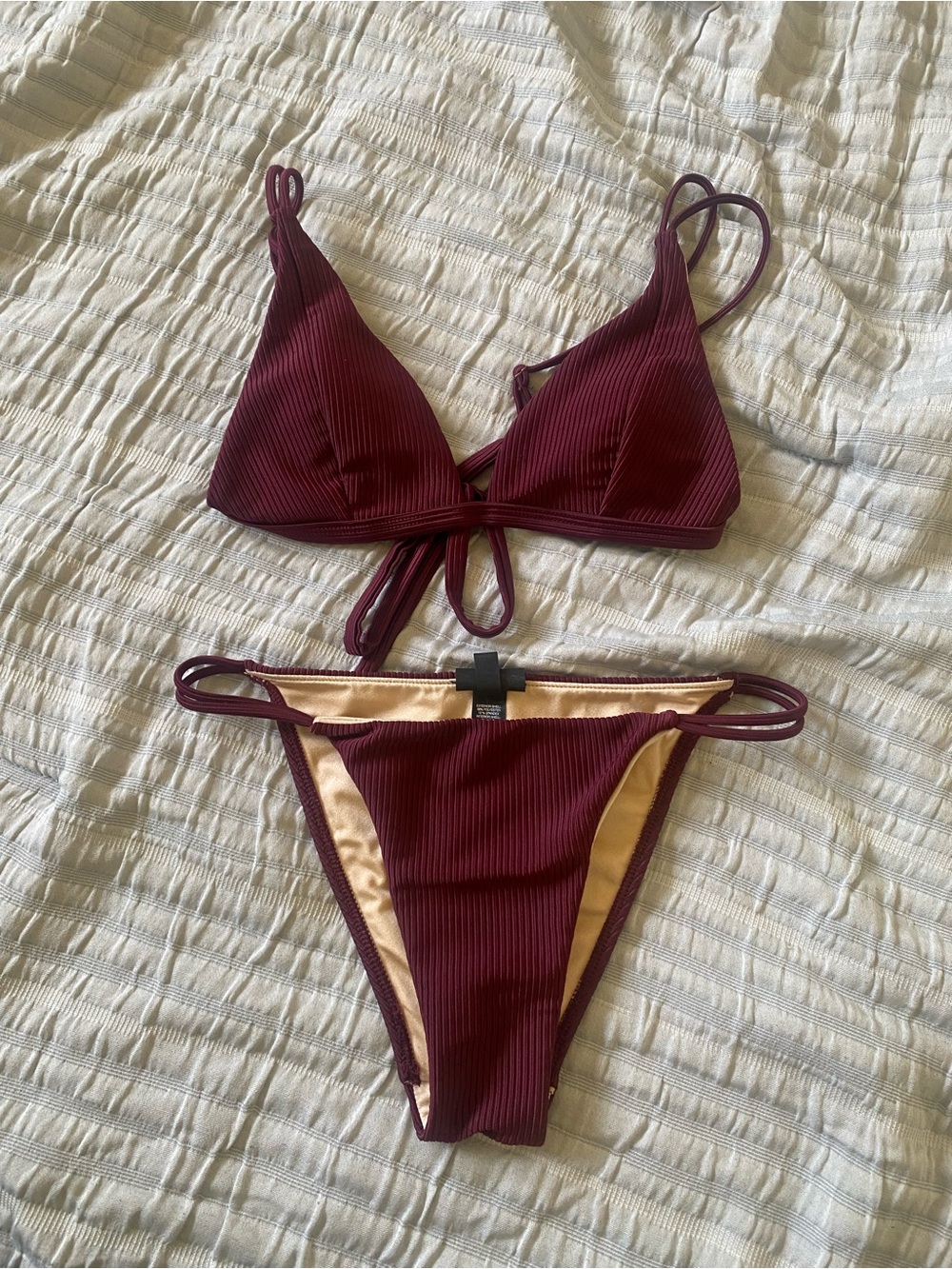 LA Hearts PacSun Burgundy Ribbed Bikini Set EUC
